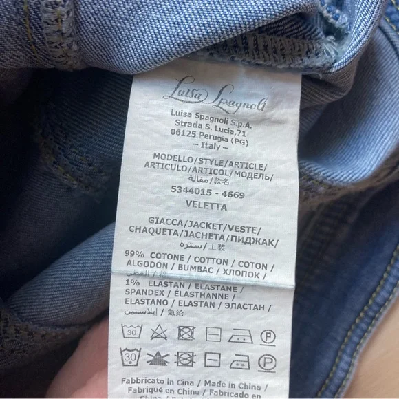 Luisa Spagnoli Denim Jacket Off the Shoulder size 4 - Picture 4 of 7